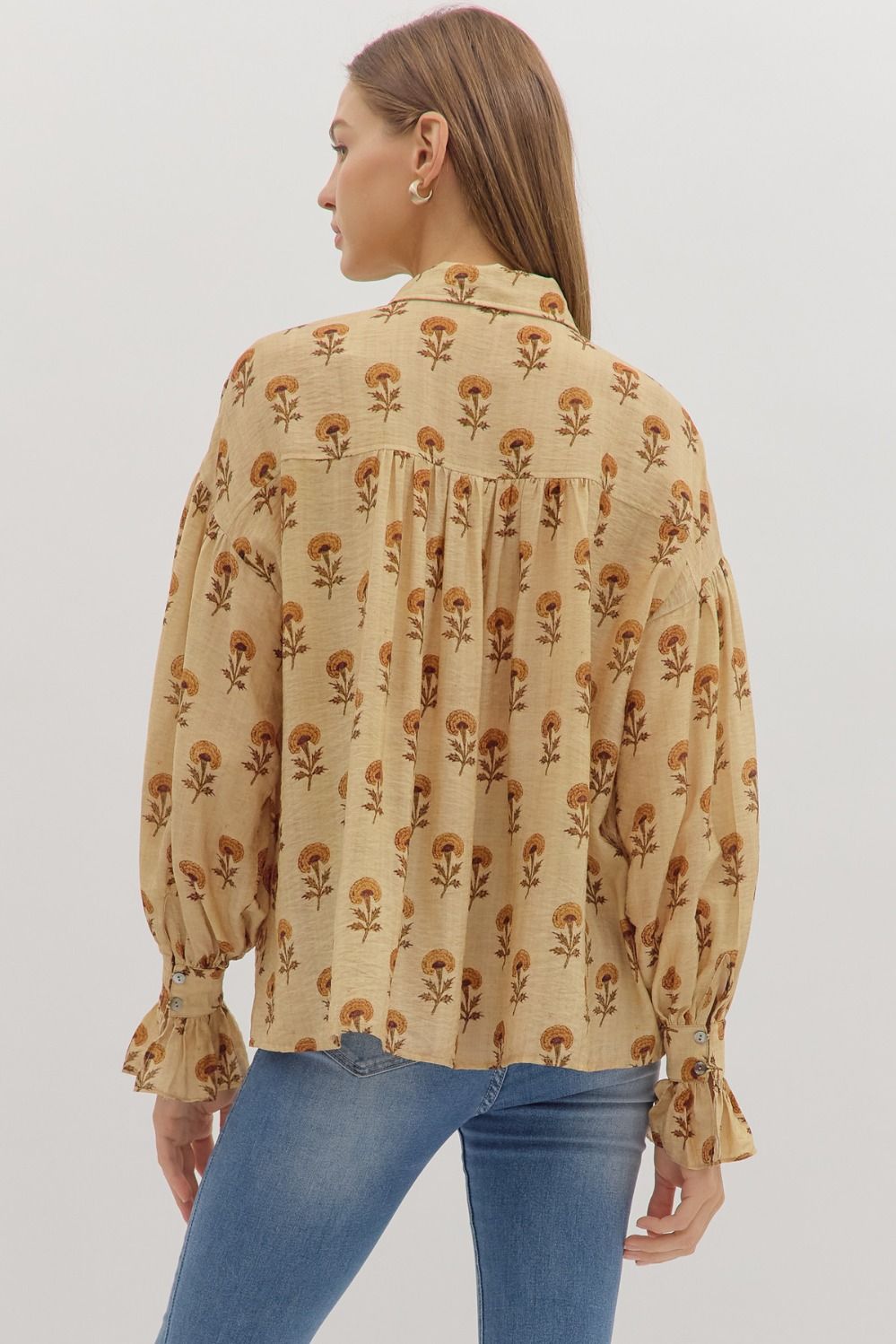 Mustard Fall Floral Long Sleeve Top