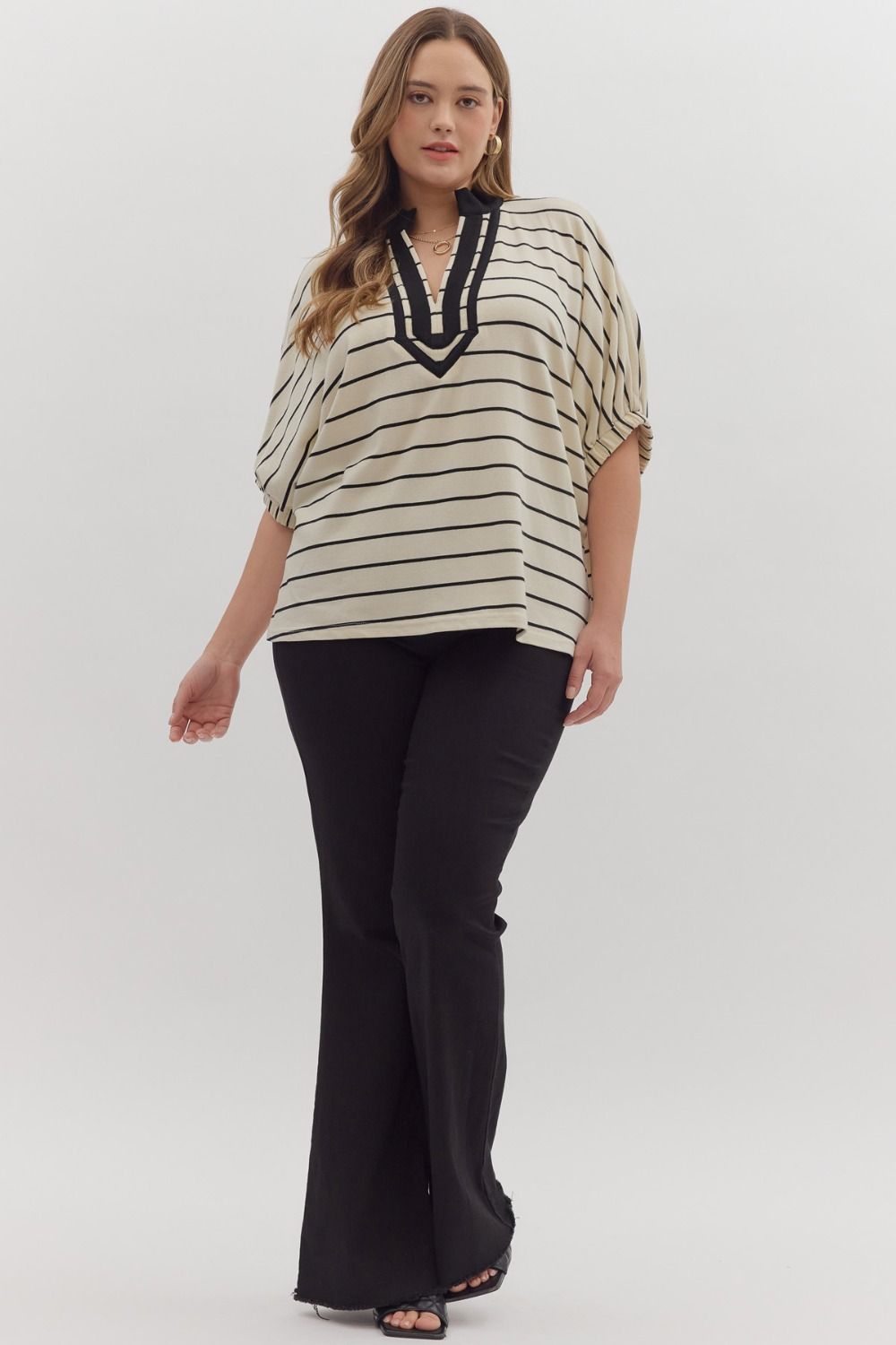 Black & White Striped Top (PLUS SIZES)