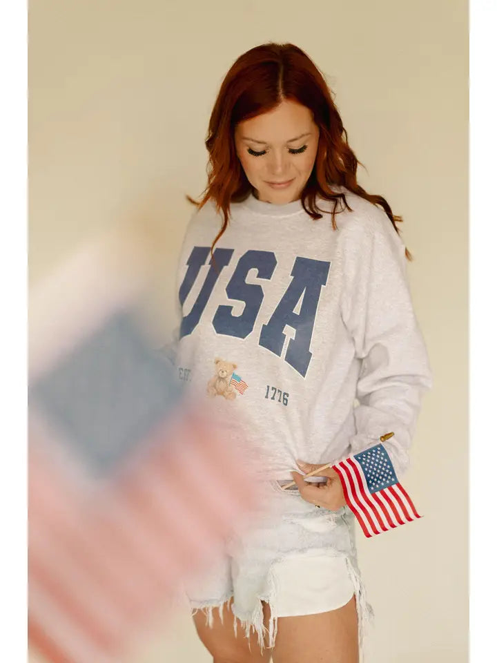 USA Teddy Bear Sweatshirt
