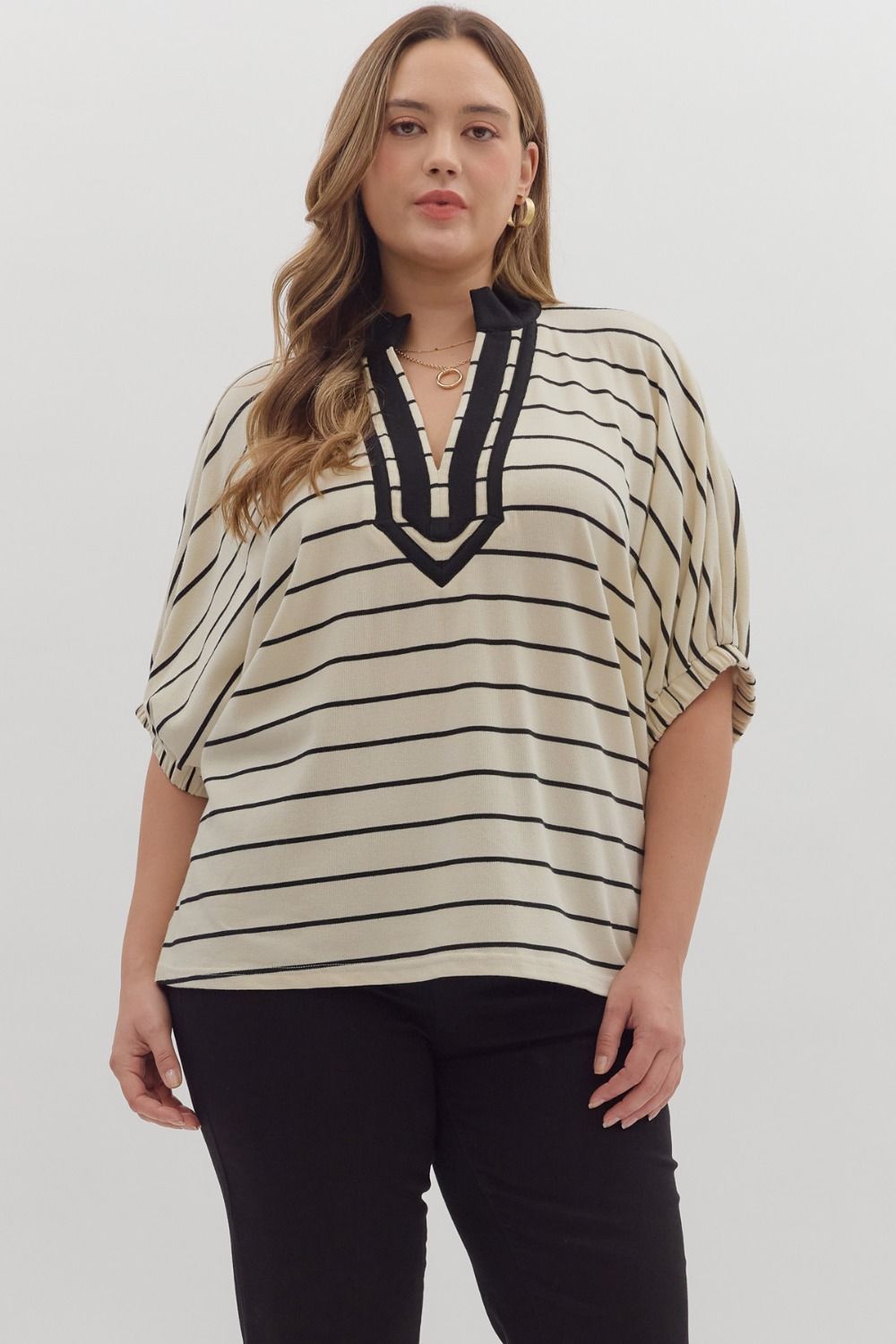 Black & White Striped Top (PLUS SIZES)
