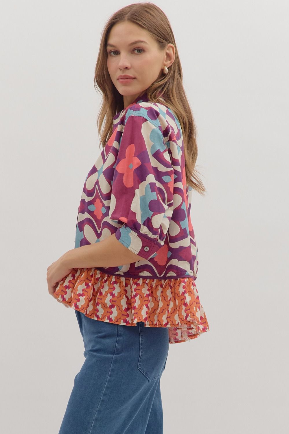 Groovy Ruffle Button-Up