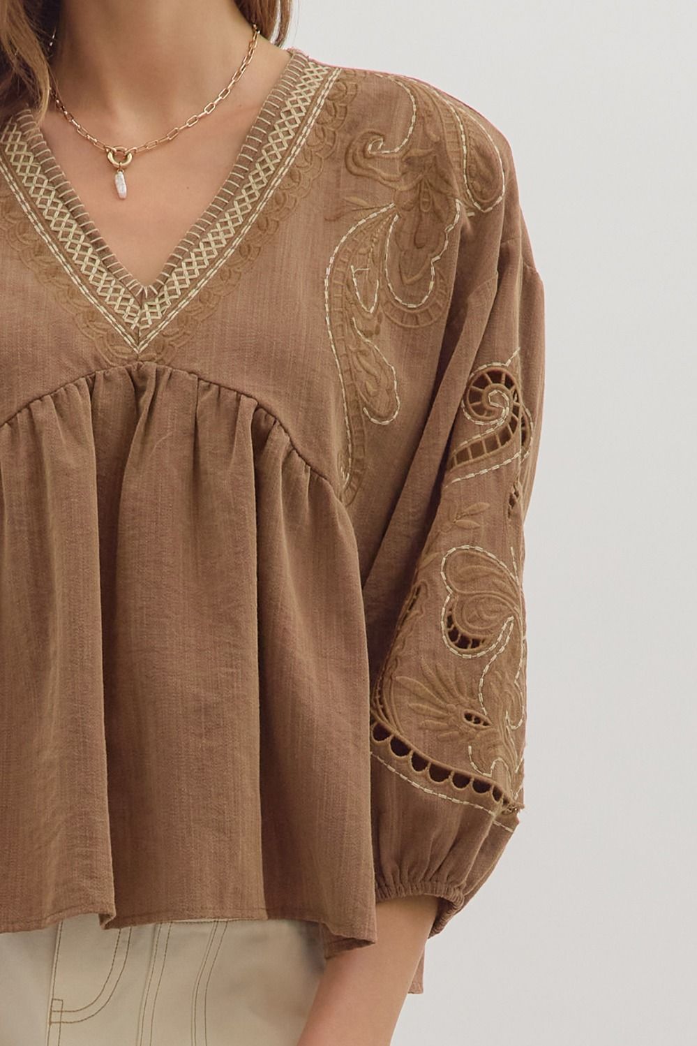 Brown Boho Blouse