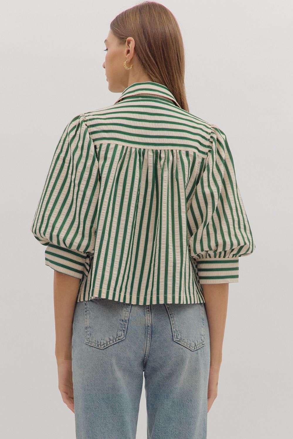 Hunter Green Striped Top