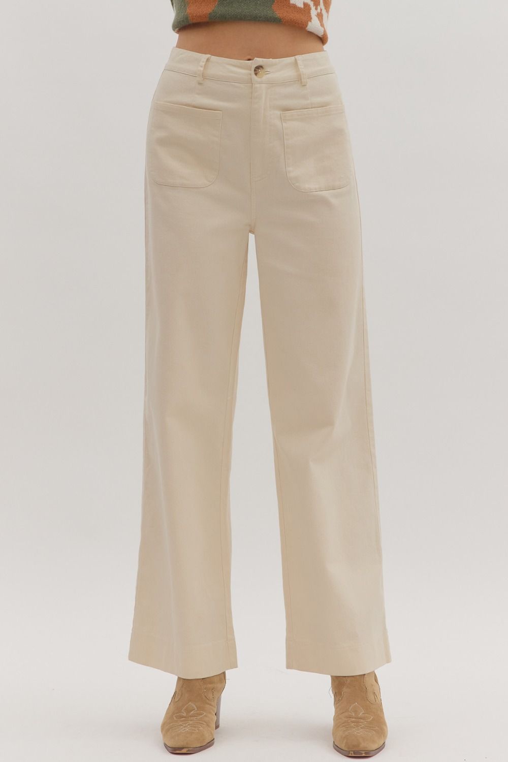 Ecru Pants with Front Pockets