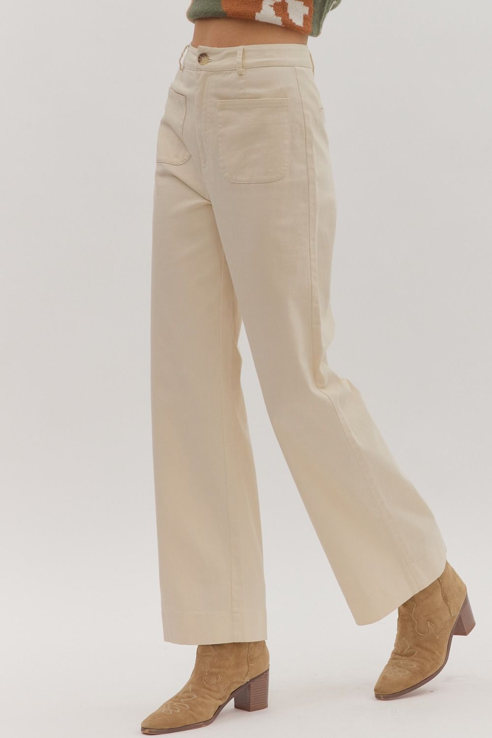 Ecru Pants with Front Pockets