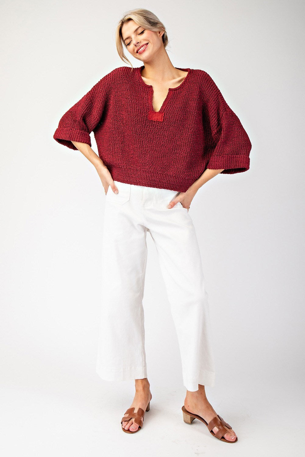 V-Neck Cranberry Sweater