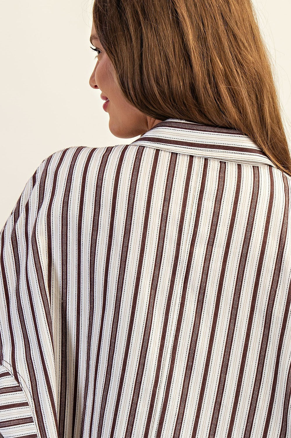 Striped Long Sleeve Button Down - Tiramisu
