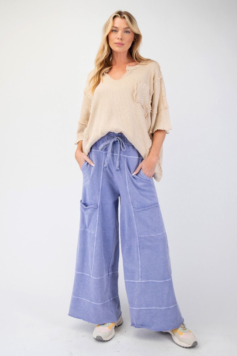 Easel Mineral Wash Pants - Misty Blue