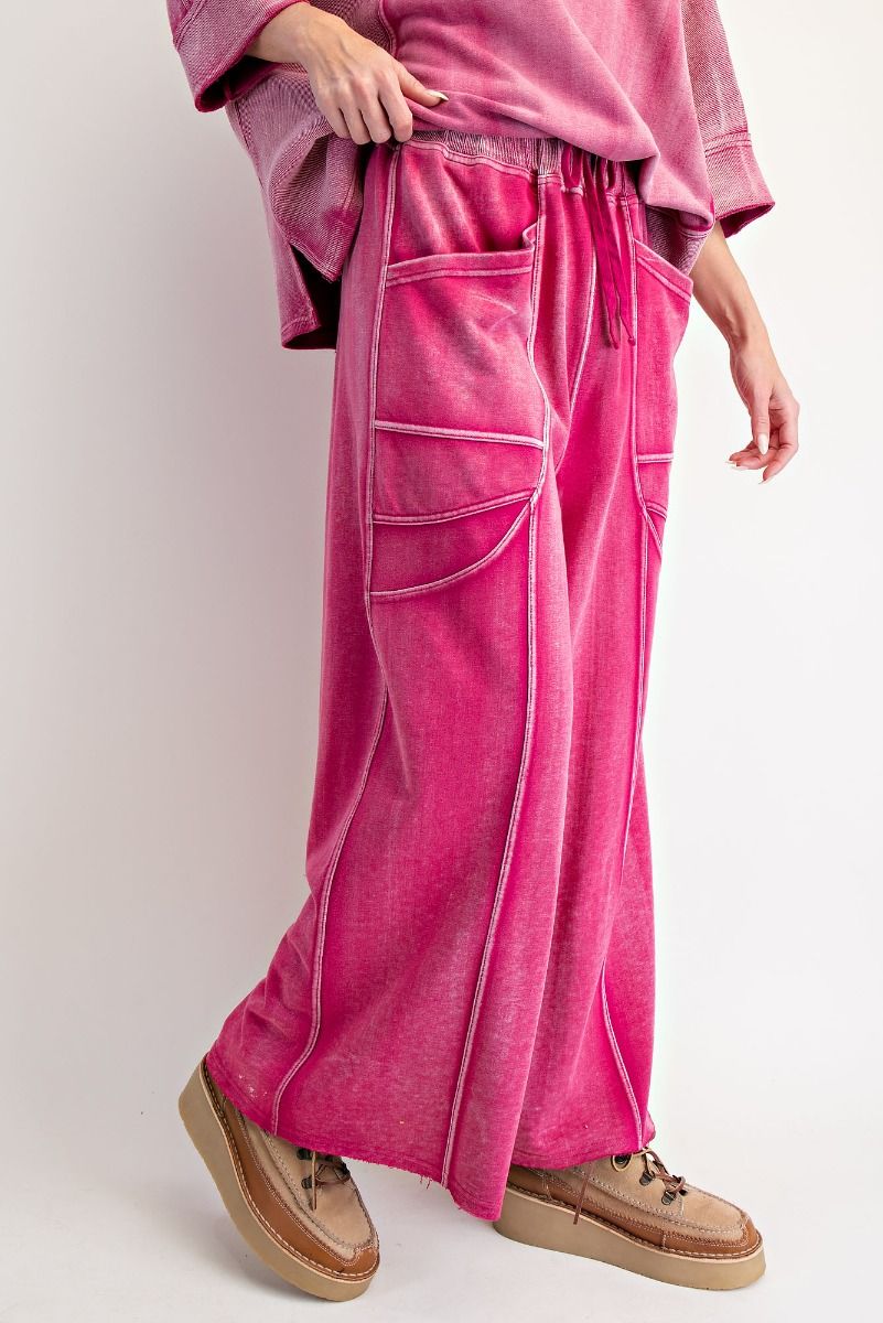 Easel Mineral Wash Pants - Raspberry