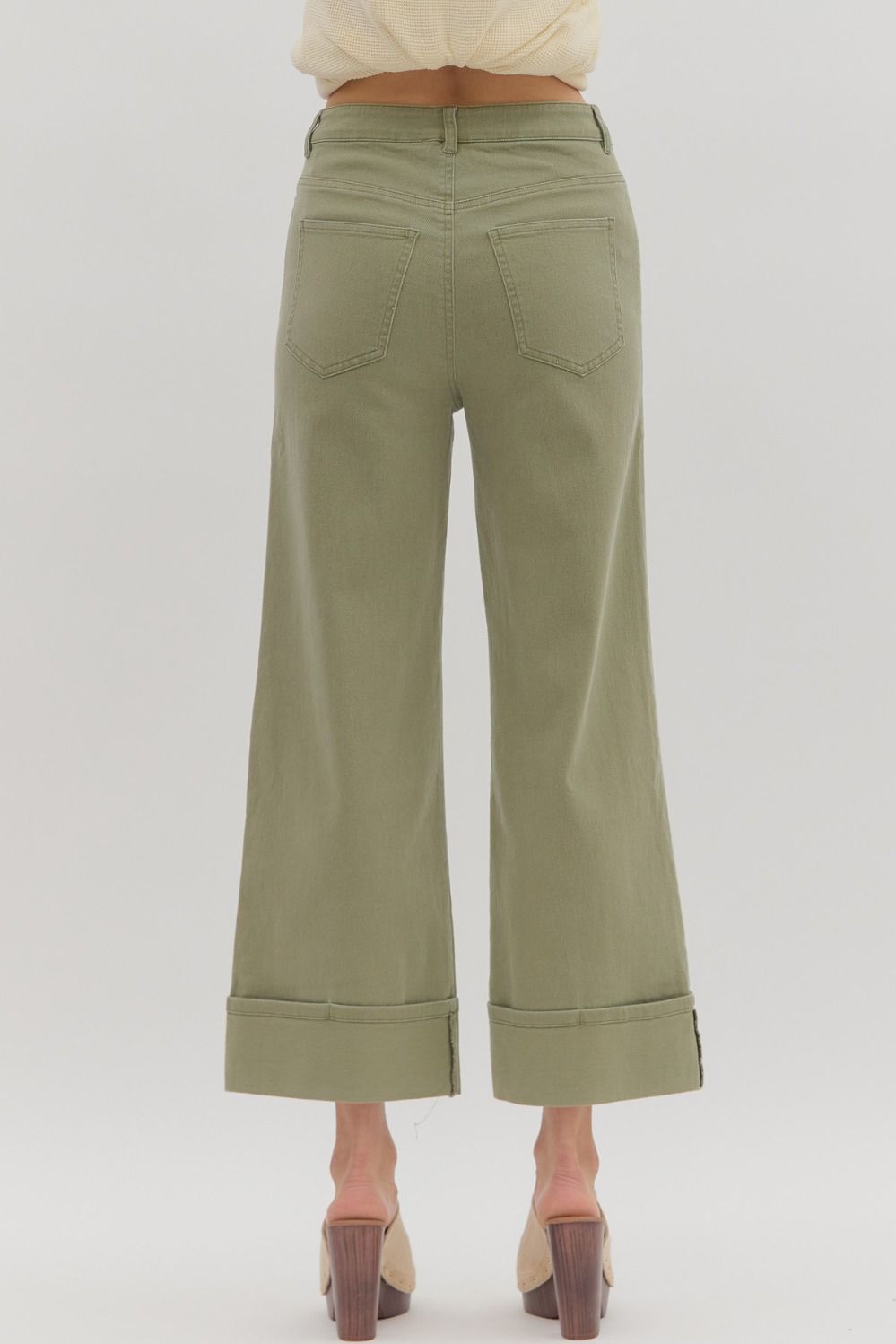 Olive Green Cuffed Pants