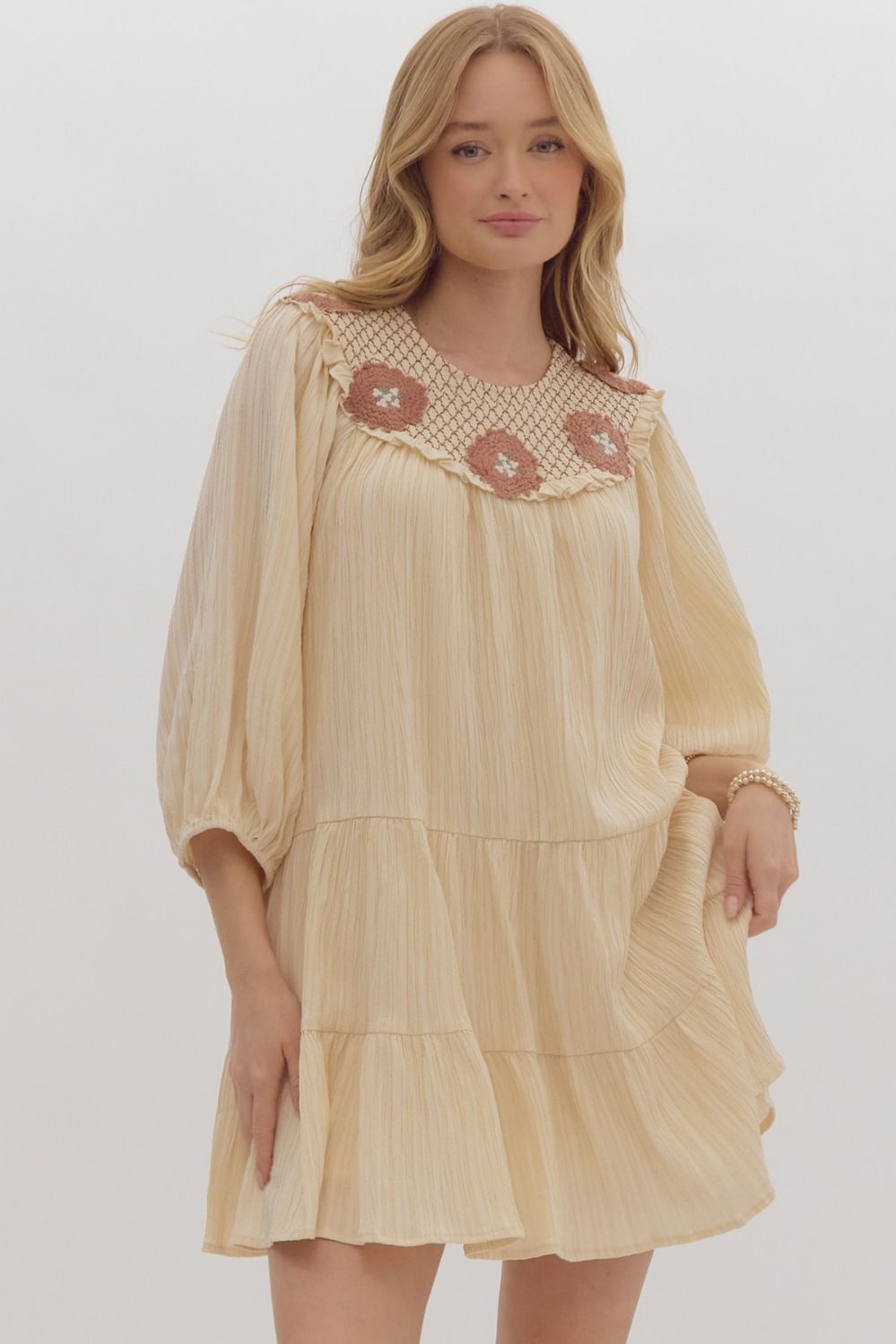 Smocked + Stitched in Ecru