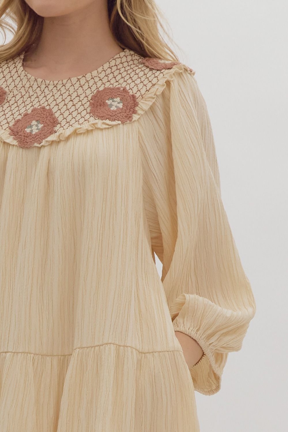 Smocked + Stitched in Ecru
