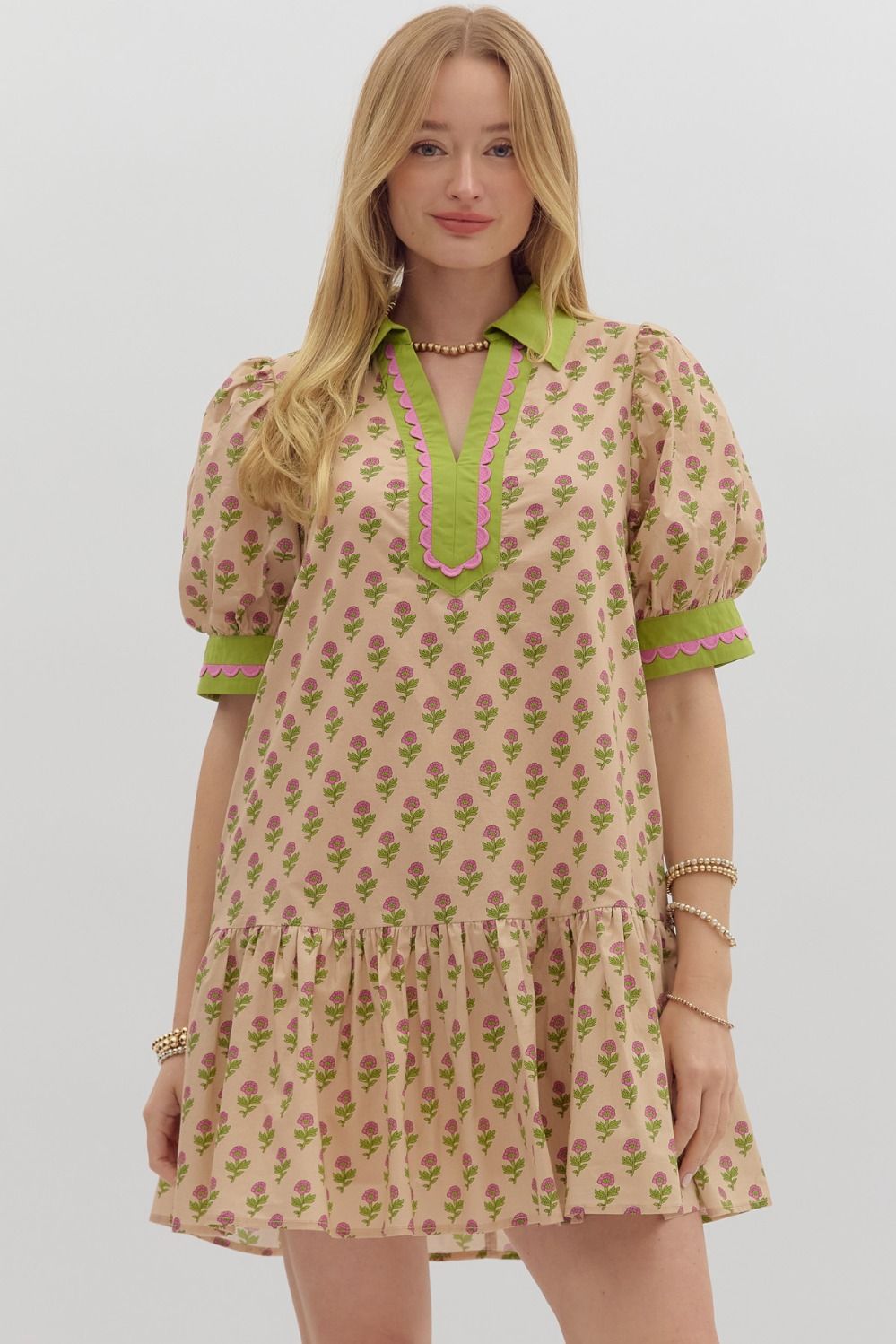 Caramel + Floral Dress