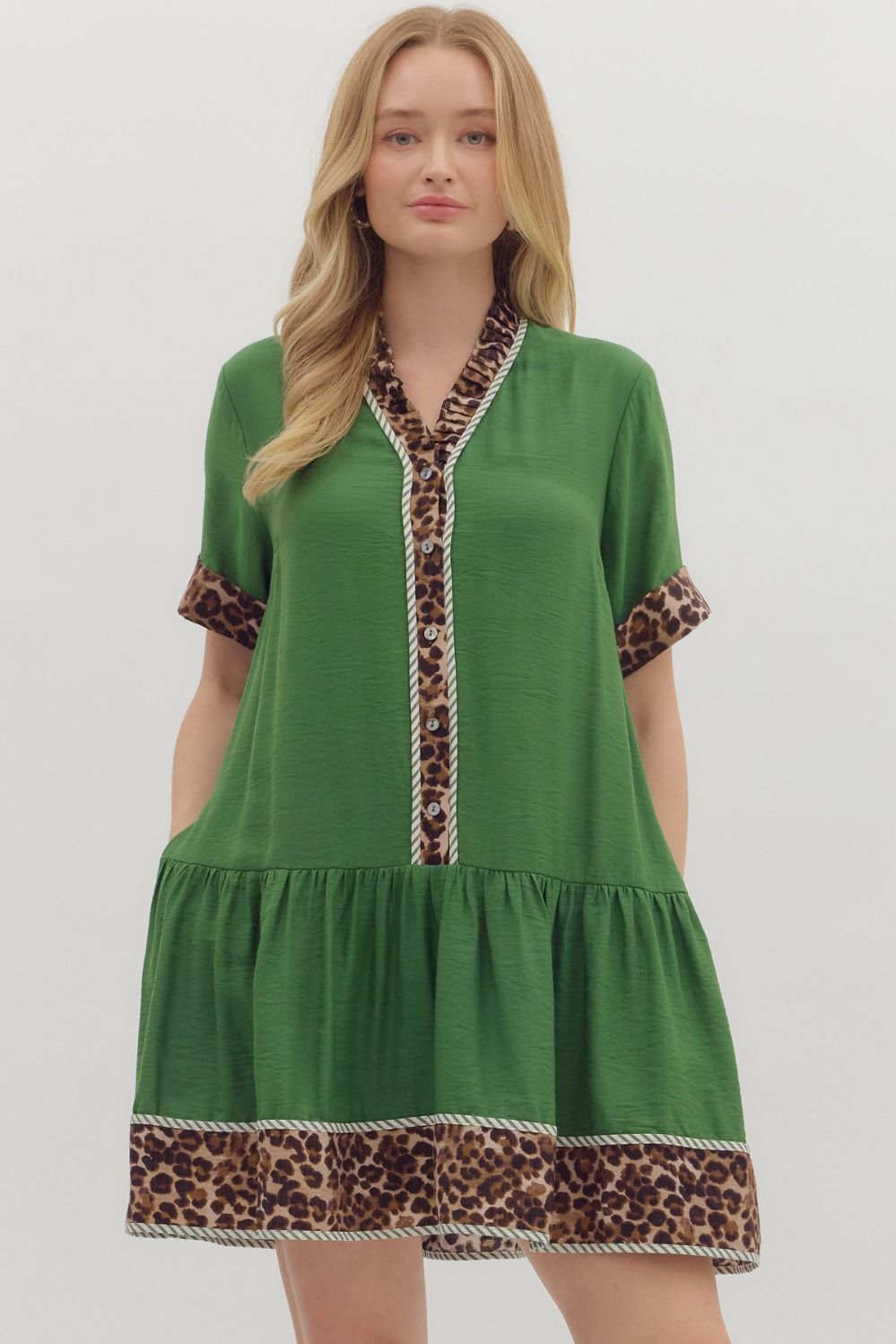 Fern Green & Leopard Dress