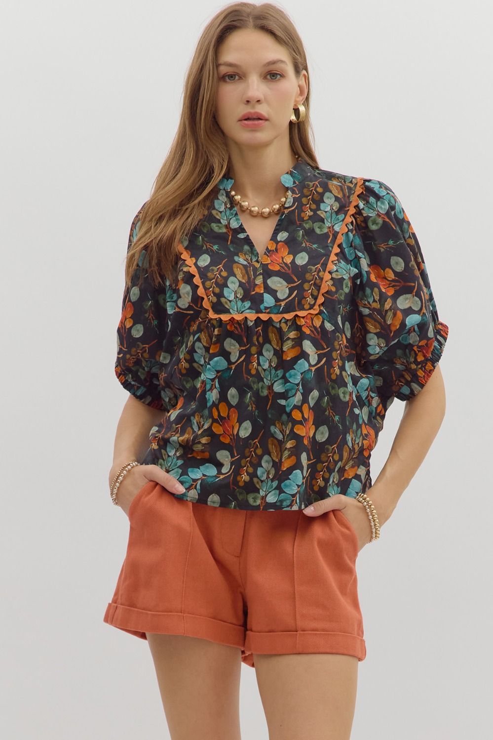 Fall Leaves Top - Black