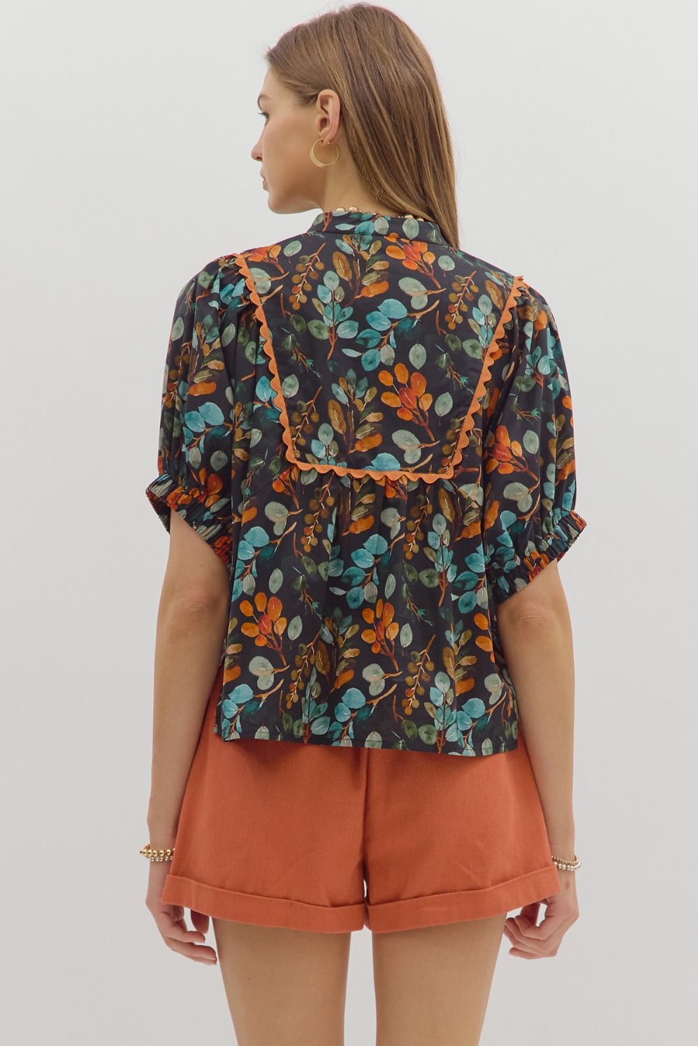 Fall Leaves Top - Black