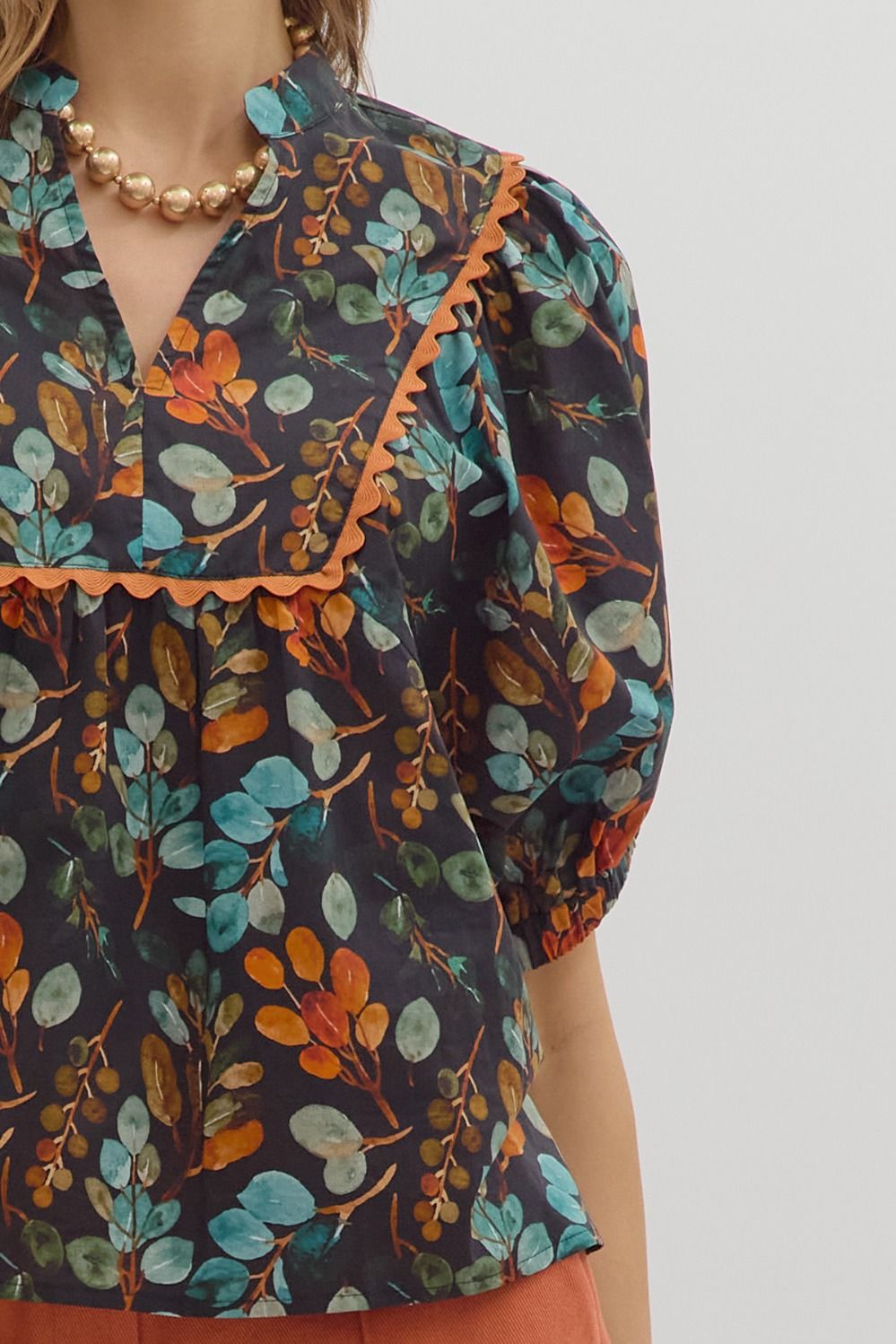 Fall Leaves Top - Black