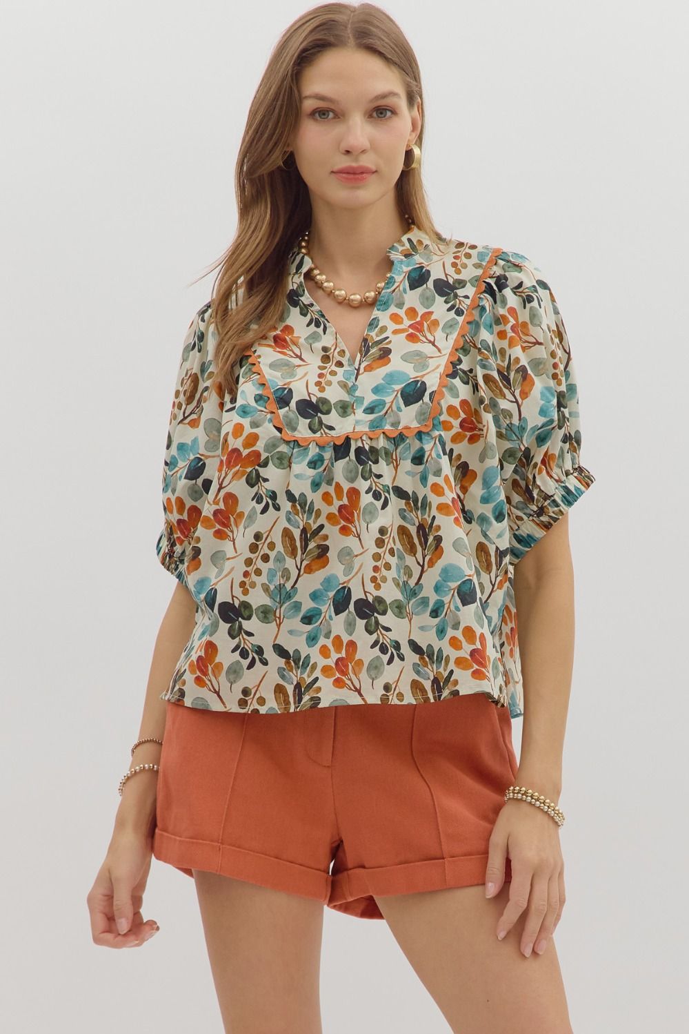 Fall Leaves Top - Cream