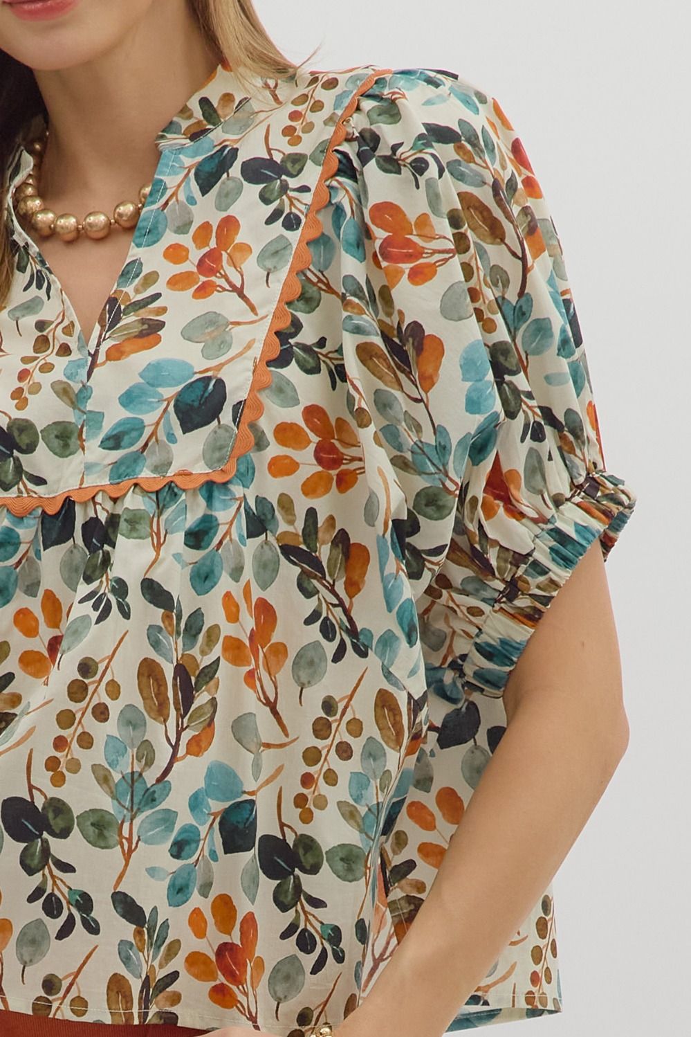 Fall Leaves Top - Cream