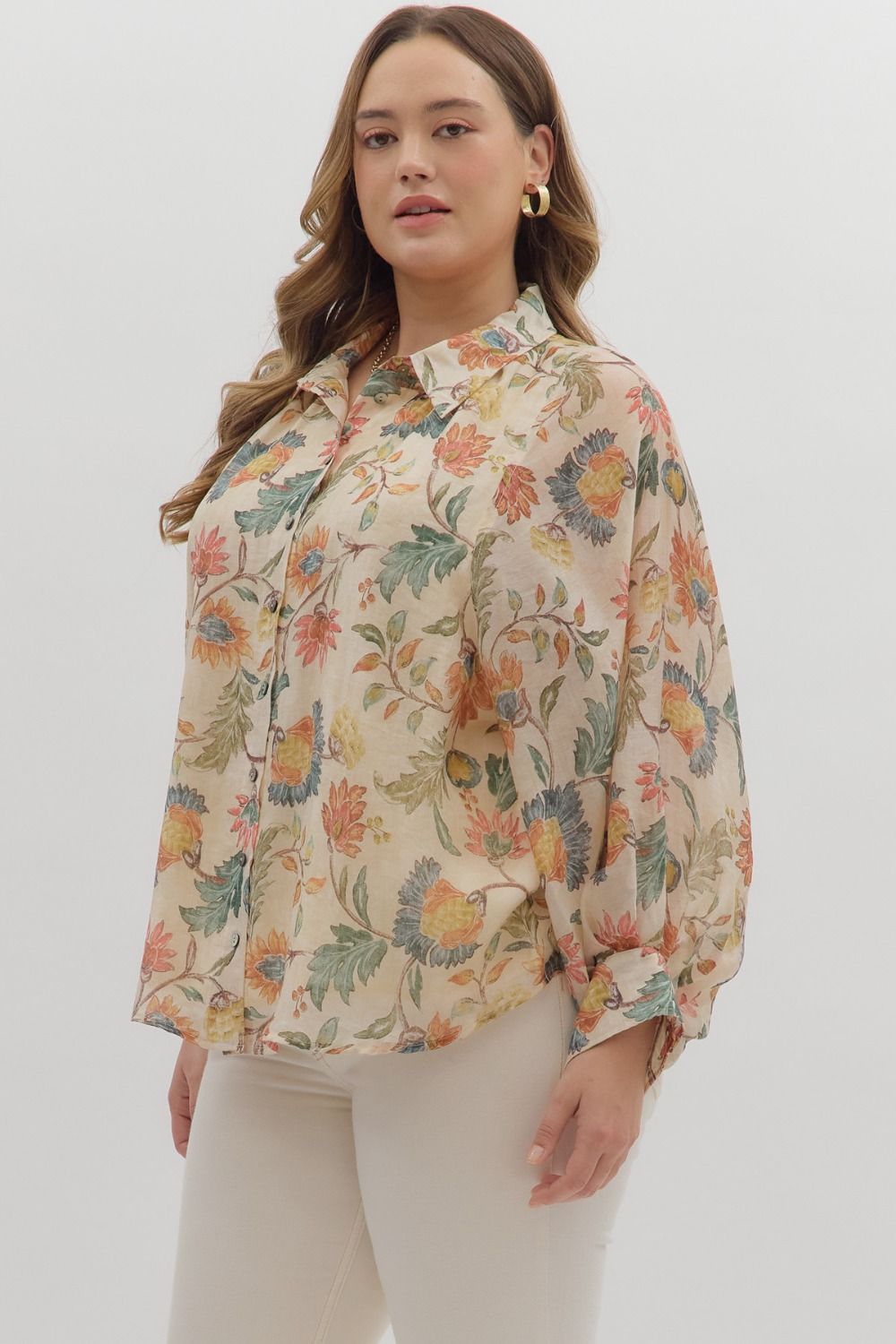 Floral Balloon Sleeve Top