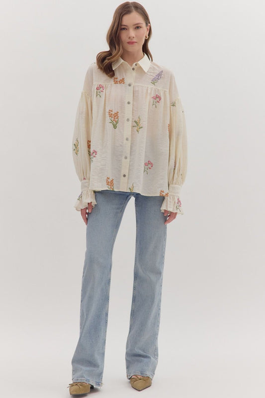 Embroidered Floral Top