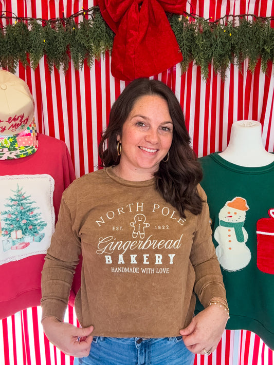 North Pole Bakery - Long Sleeve, Mineral Wash Shirt
