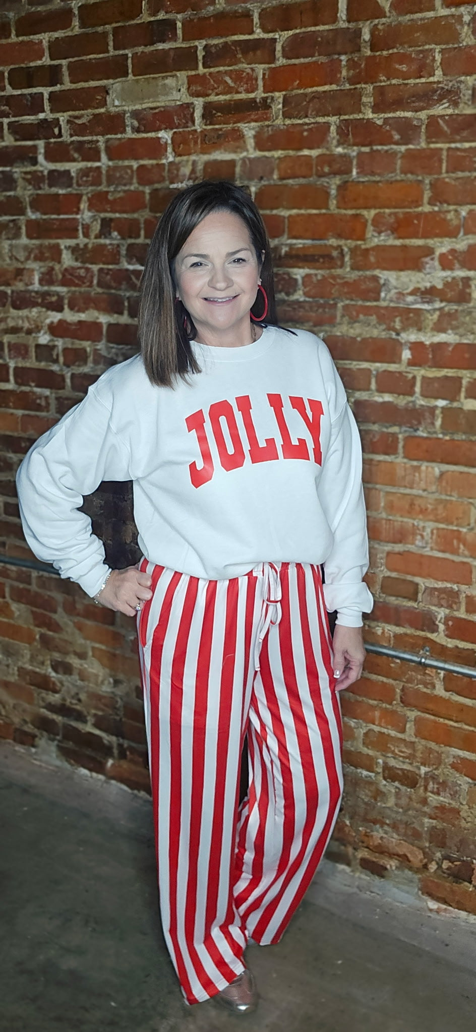 Vertical Striped Pants - Red