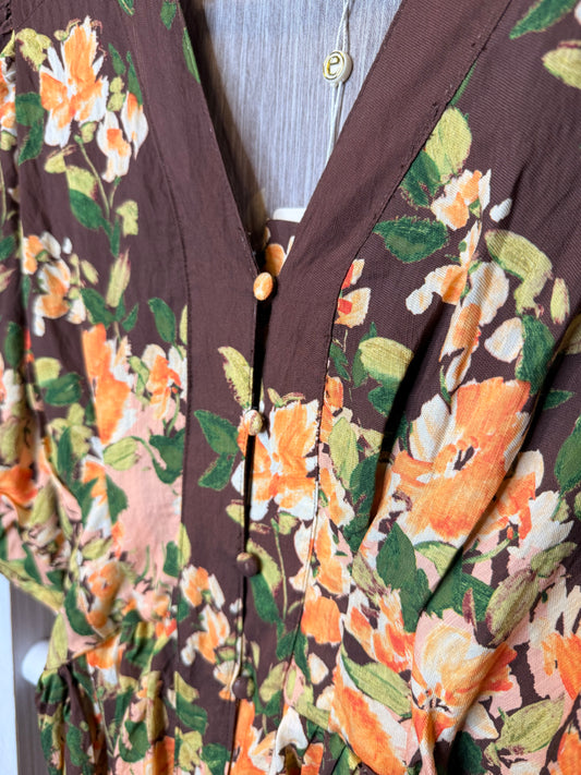 Brown Dress with Orange Floral