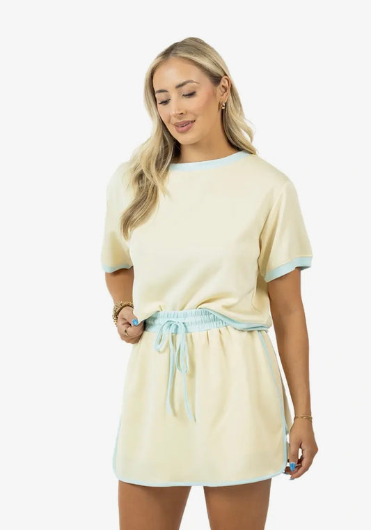 Yellow & Blue Skirt Set (with shorts)