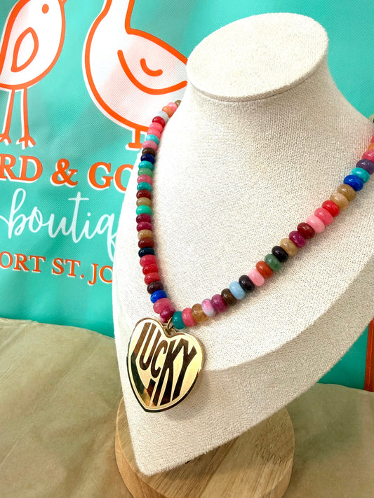 Multi-Colored Bead Lucky Necklace