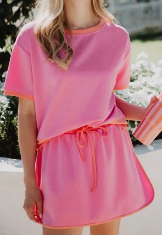 Pink & Orange Skirt Set (with shorts)