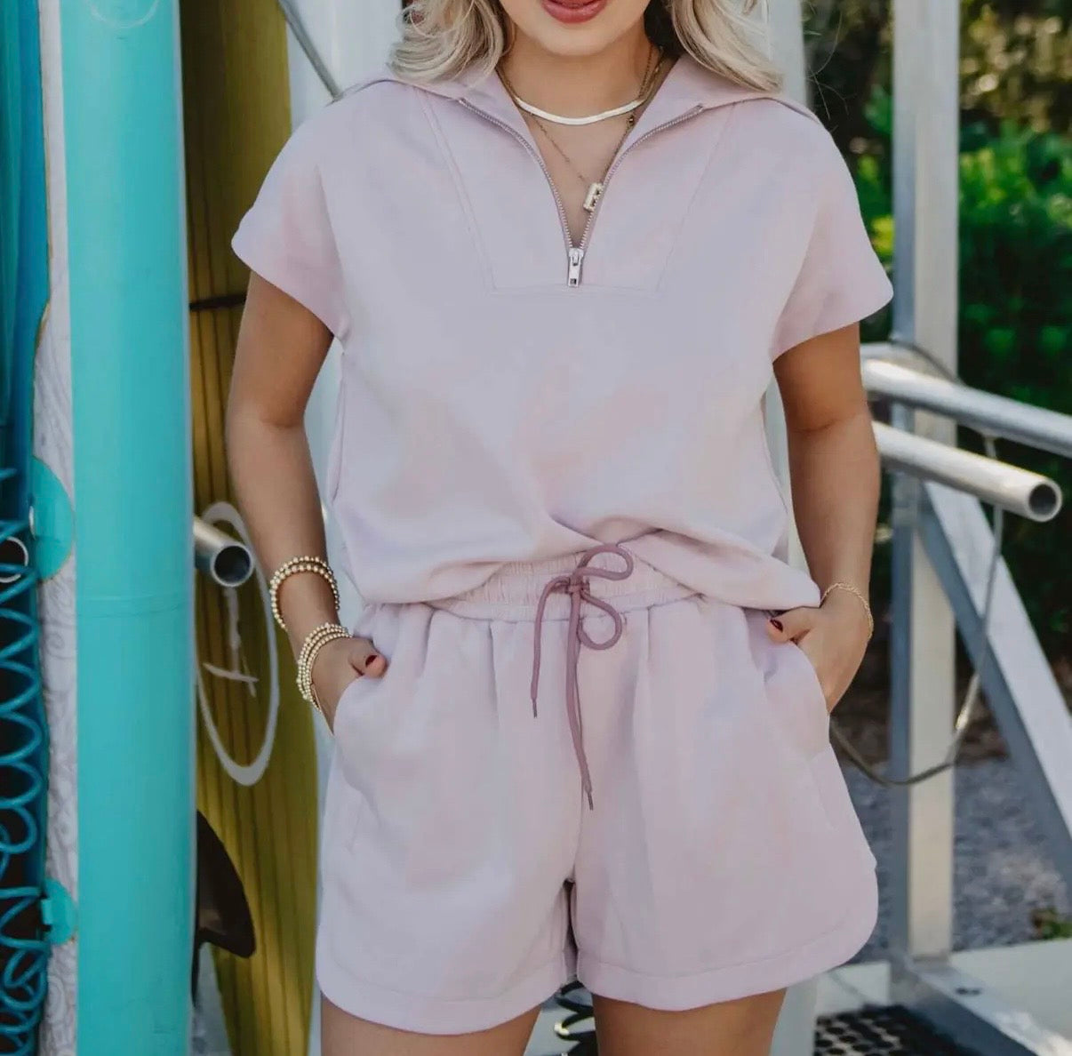 Blush Scuba Short Set