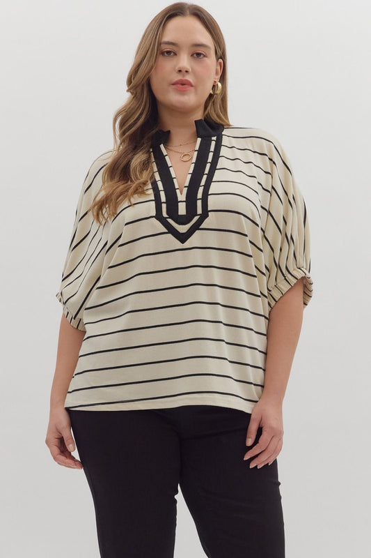Black & White Striped Top (PLUS SIZES)