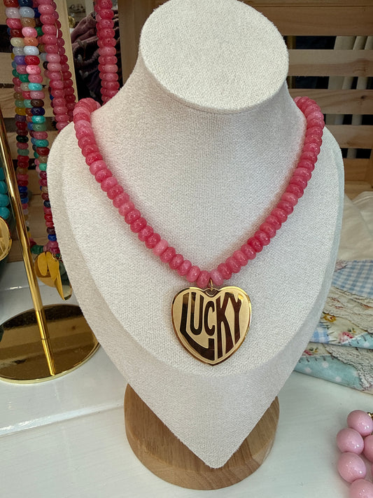 Lucky Heart Pink Necklace