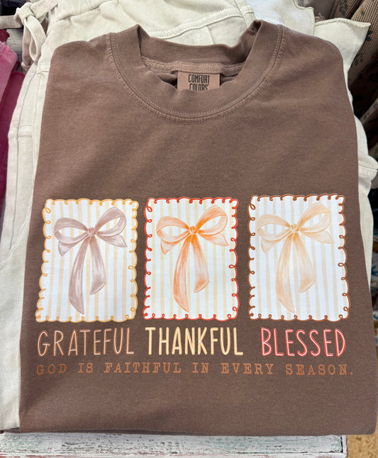 Thankful. Grateful. Blessed. Bow T-Shirt