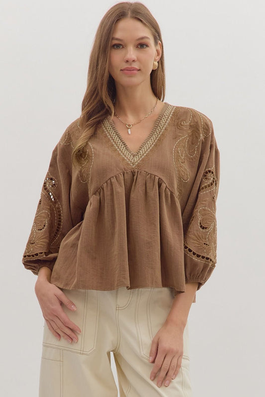Brown Boho Blouse