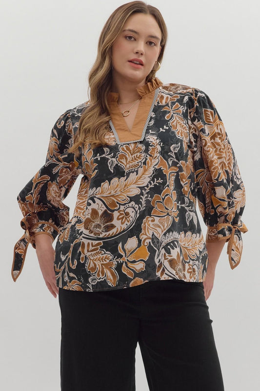 Fall Paisley Blouse - Small-2X