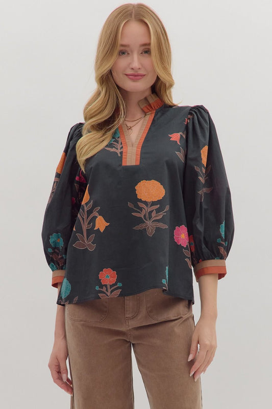 Black Floral Top