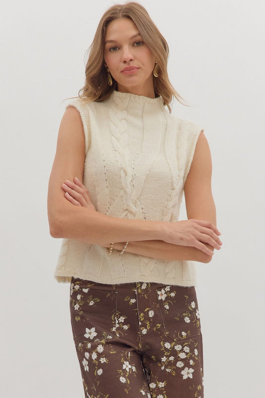 Cream Sleeveless Sweater