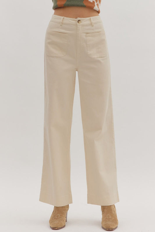 Ecru Pants with Front Pockets