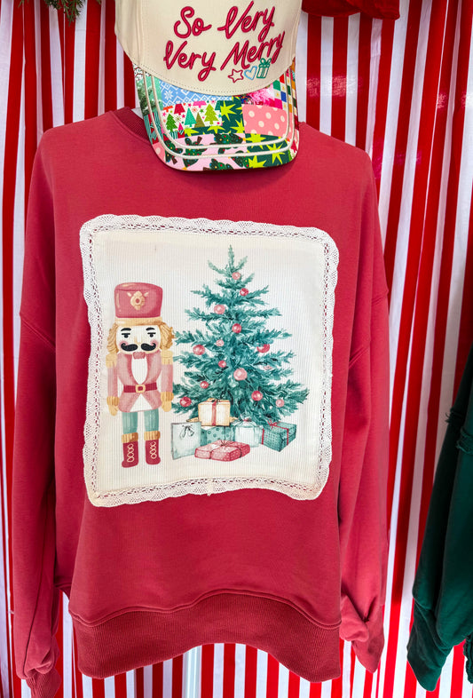 Red Christmas Appliqué Sweatshirt