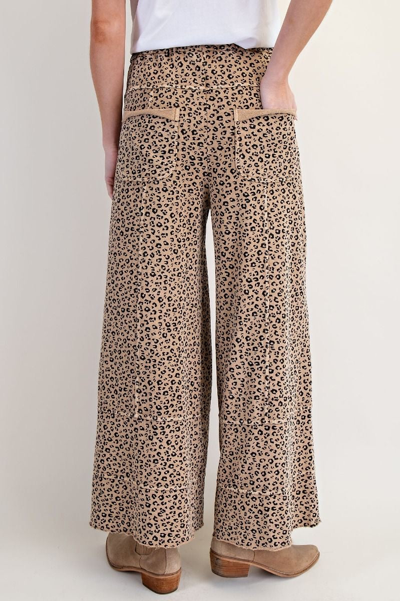 Easel Mineral Wash Pants - Camel + Leopard