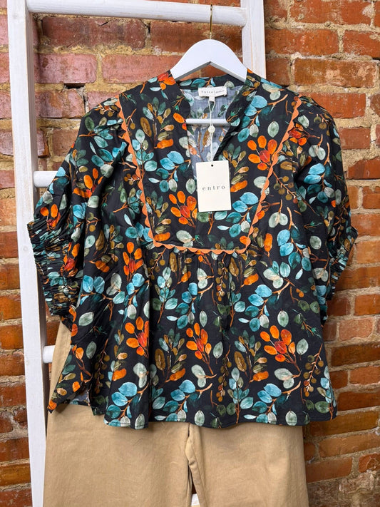 Fall Leaves Top - Black
