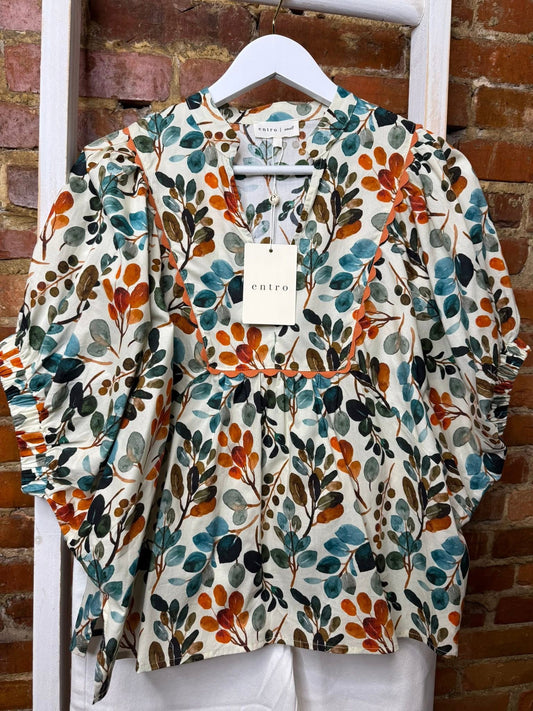 Fall Leaves Top - Cream