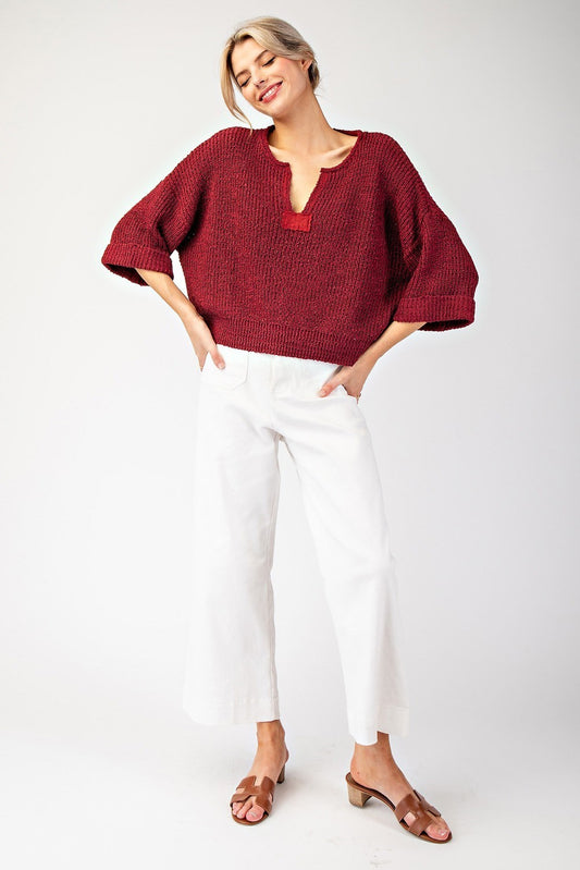 V-Neck Cranberry Sweater