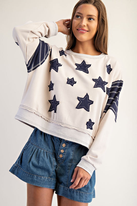 Star Patch Long Sleeve Pullover