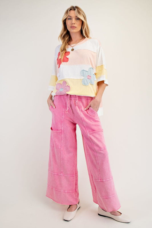 Easel Mineral Wash Pants - Barbie Pink
