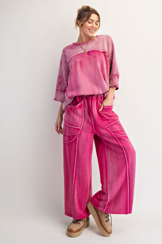 Easel Mineral Wash Pants - Raspberry