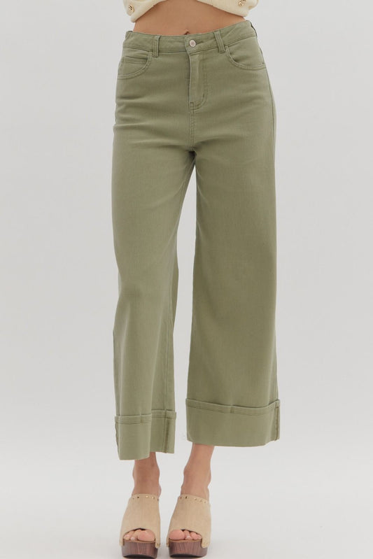 Olive Green Cuffed Pants