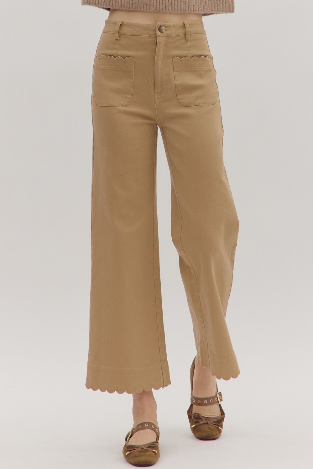 Camel Scallop Edge Pants